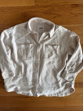 aerie cream Button-Front sweatshirt Shirt Jacket